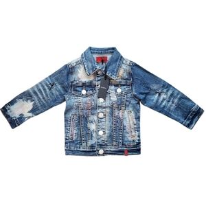 HAUS OF JR North Distressed Blue Denim Kids Jacket NWT 1-2T